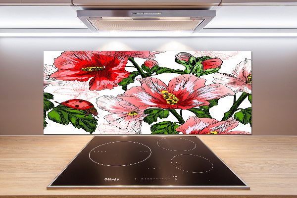 Crédence en verre avec motif Hibiscus