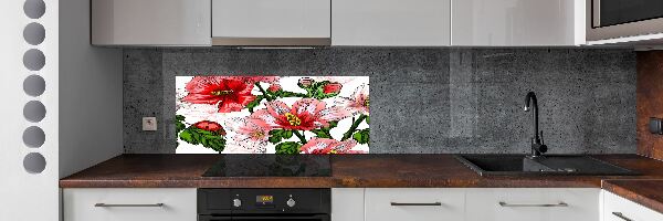 Crédence en verre avec motif Hibiscus