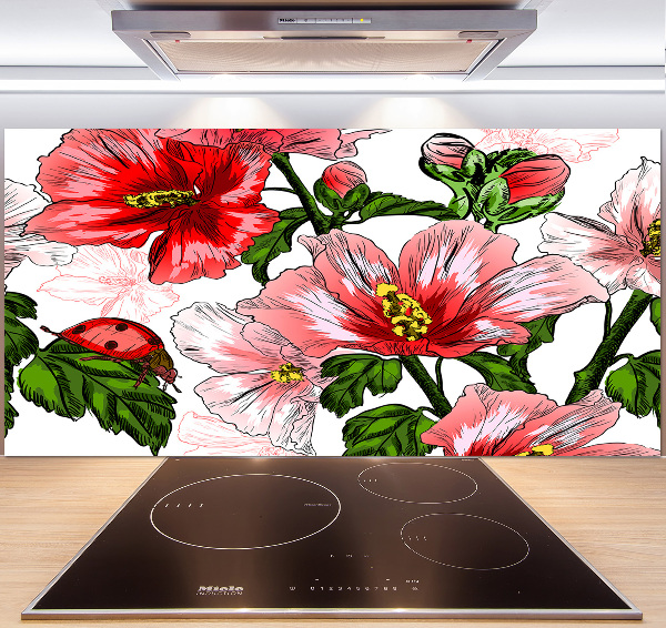 Crédence en verre avec motif Hibiscus