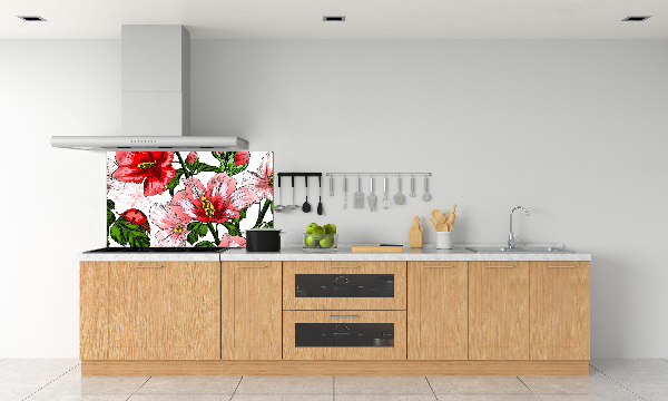 Crédence en verre avec motif Hibiscus