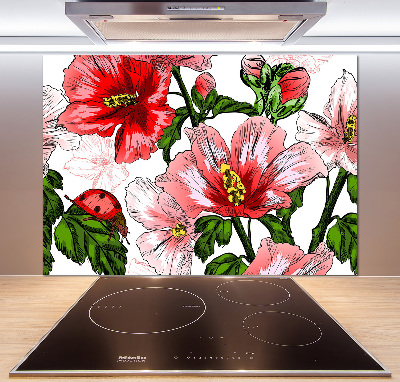 Crédence en verre avec motif Hibiscus