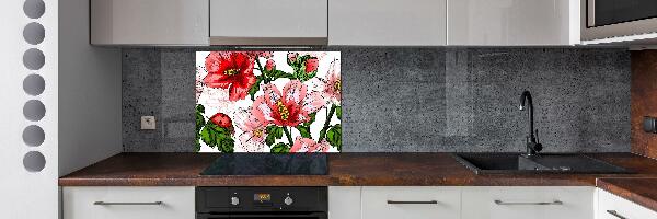 Crédence en verre avec motif Hibiscus