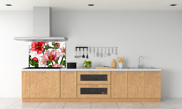 Crédence en verre avec motif Hibiscus