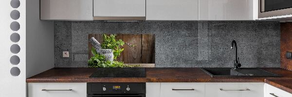 Panneau crédence cuisine Herbes dans un mortier