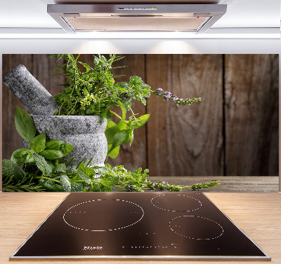 Panneau crédence cuisine Herbes dans un mortier