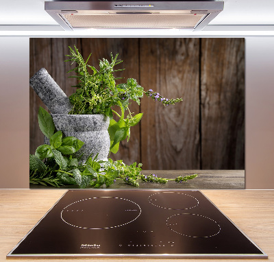 Panneau crédence cuisine Herbes dans un mortier