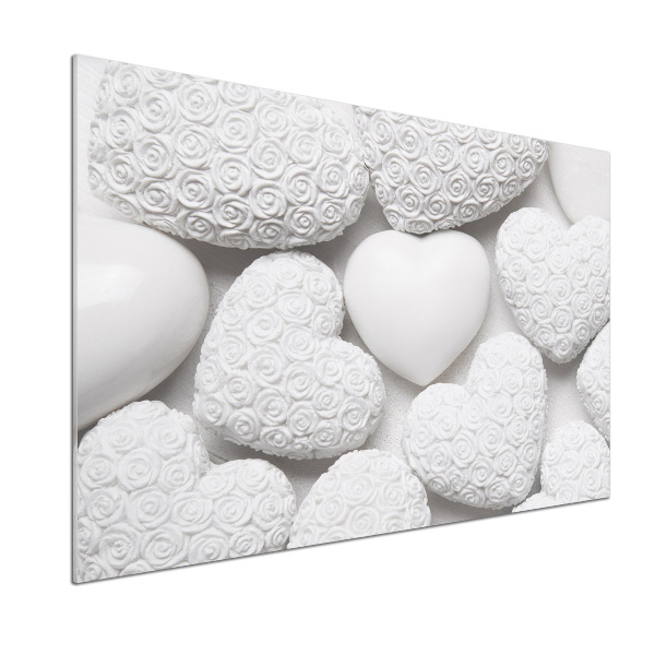 Crédence en verre trempé Fond blanc en forme de coeur