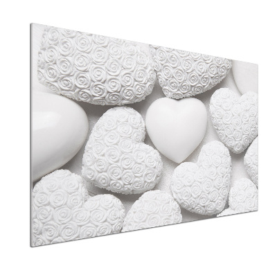Crédence en verre trempé Fond blanc en forme de coeur