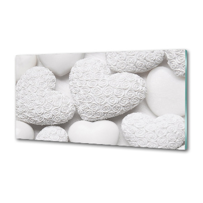 Crédence en verre trempé Fond blanc en forme de coeur