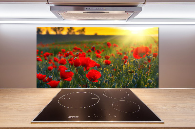 Crédence en verre avec motif Champ de coquelicots