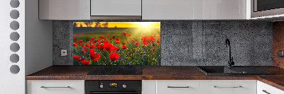 Crédence en verre avec motif Champ de coquelicots