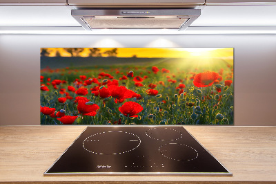 Crédence en verre avec motif Champ de coquelicots