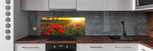 Crédence en verre avec motif Champ de coquelicots