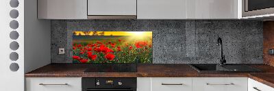Crédence en verre avec motif Champ de coquelicots