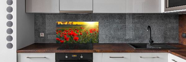 Crédence en verre avec motif Champ de coquelicots