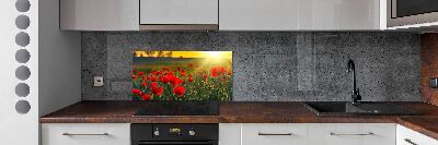 Crédence en verre avec motif Champ de coquelicots