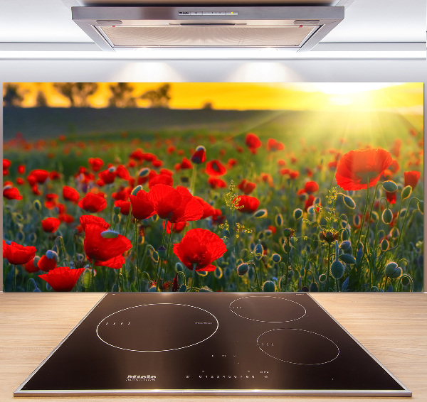 Crédence en verre avec motif Champ de coquelicots