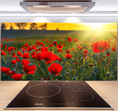 Crédence en verre avec motif Champ de coquelicots