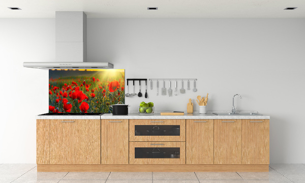 Crédence en verre avec motif Champ de coquelicots