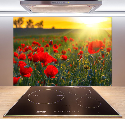 Crédence en verre avec motif Champ de coquelicots