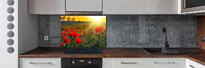 Crédence en verre avec motif Champ de coquelicots