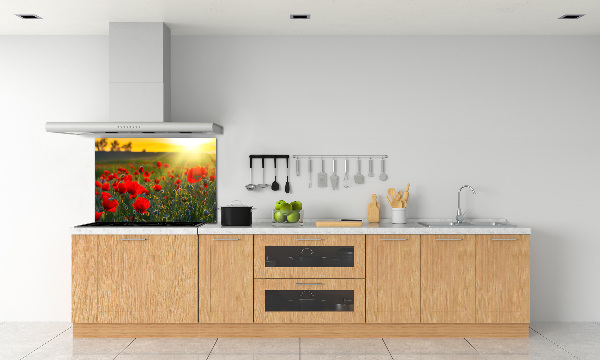 Crédence en verre avec motif Champ de coquelicots