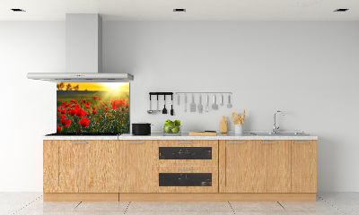 Crédence en verre avec motif Champ de coquelicots