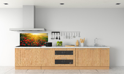 Crédence cuisine en verre Champ de coquelicots