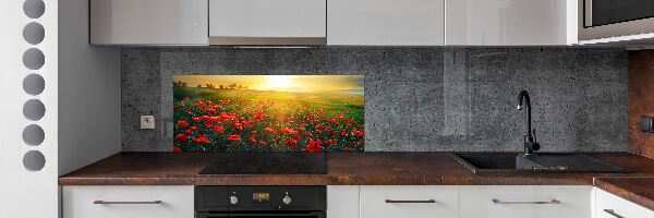 Crédence cuisine en verre Champ de coquelicots