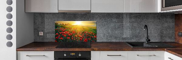 Crédence cuisine en verre Champ de coquelicots