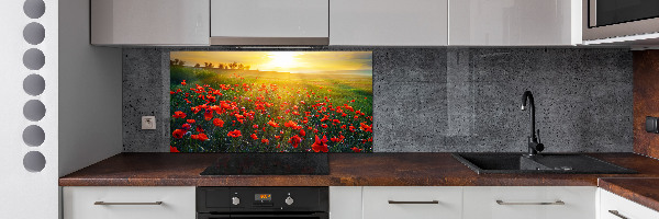 Crédence cuisine en verre Champ de coquelicots