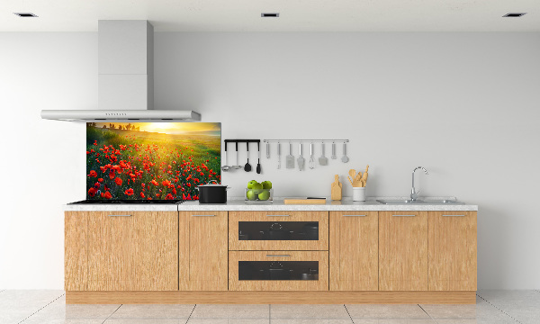 Crédence cuisine en verre Champ de coquelicots