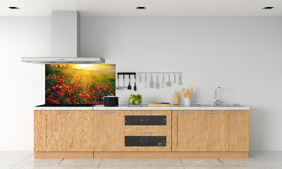 Crédence cuisine en verre Champ de coquelicots