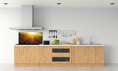 Crédence cuisine en verre Champ de coquelicots