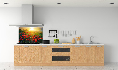 Crédence cuisine en verre Champ de coquelicots
