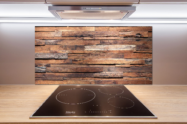 Crédence en verre avec motif Mur en bois