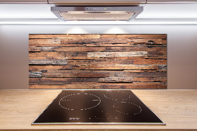 Crédence en verre avec motif Mur en bois