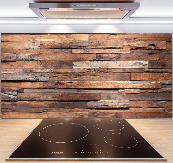 Crédence en verre avec motif Mur en bois