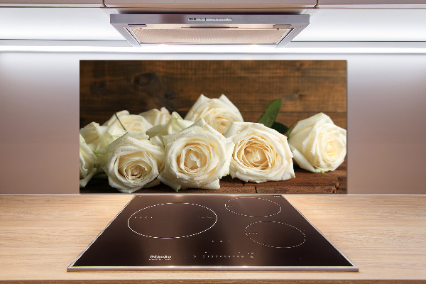 Panneaux muraux cuisine Roses blanches