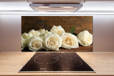 Panneaux muraux cuisine Roses blanches