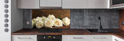 Panneaux muraux cuisine Roses blanches