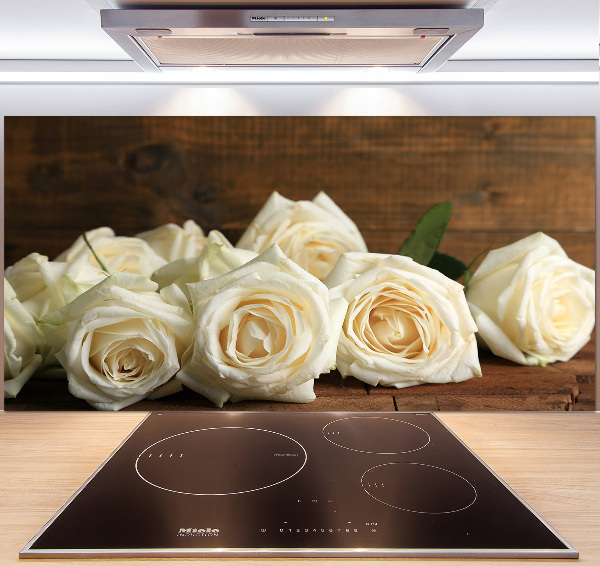 Panneaux muraux cuisine Roses blanches