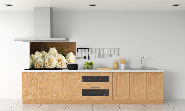 Panneaux muraux cuisine Roses blanches