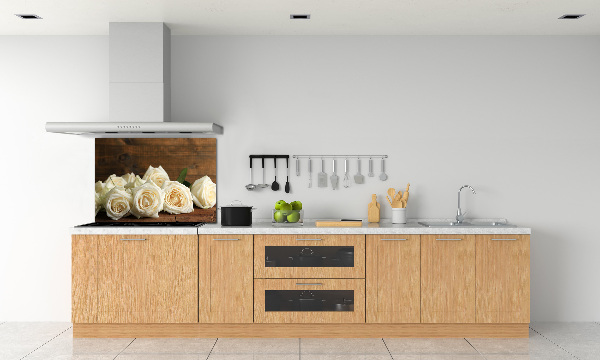 Panneaux muraux cuisine Roses blanches