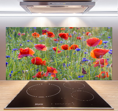 Crédence cuisine en verre trempé Fleurs des champs
