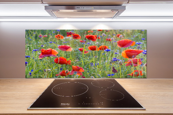 Crédence cuisine en verre trempé Fleurs des champs