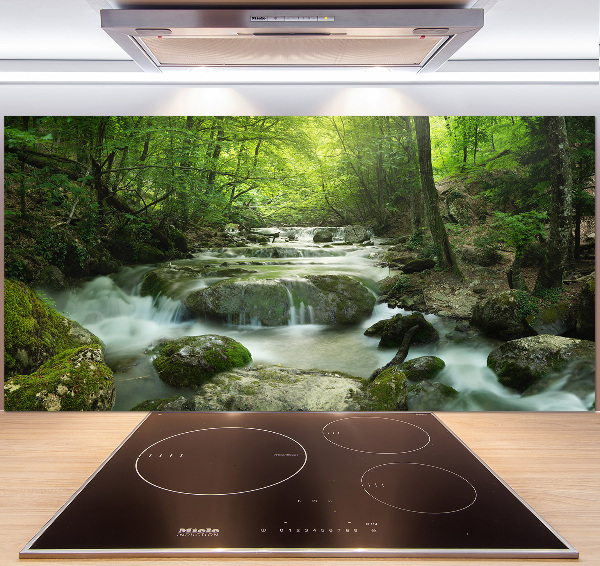 Crédence cuisine en verre Chute d'eau dans la forêt