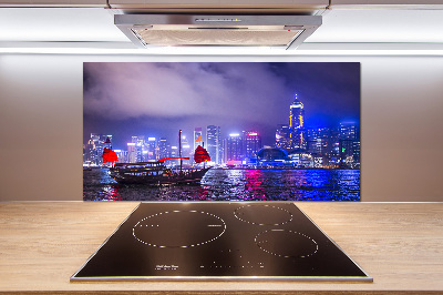 Panneau crédence cuisine Hong kong la nuit