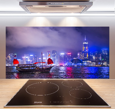 Panneau crédence cuisine Hong kong la nuit
