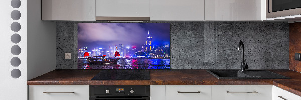 Panneau crédence cuisine Hong kong la nuit